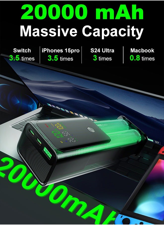 PINREK - 20000mAh 100W Power Bank , Smart Digital Display, Fast Charging Portable Charger With 2 USB C And 1 USB A Port Laptop Charger for MacBook Dell iPhone 16 15 Series Galaxy S25 S24 Ultra iPad AirPods ,Airplane Safe Travel-Friendly Design (With 100W Type-C Cable) - Image 1