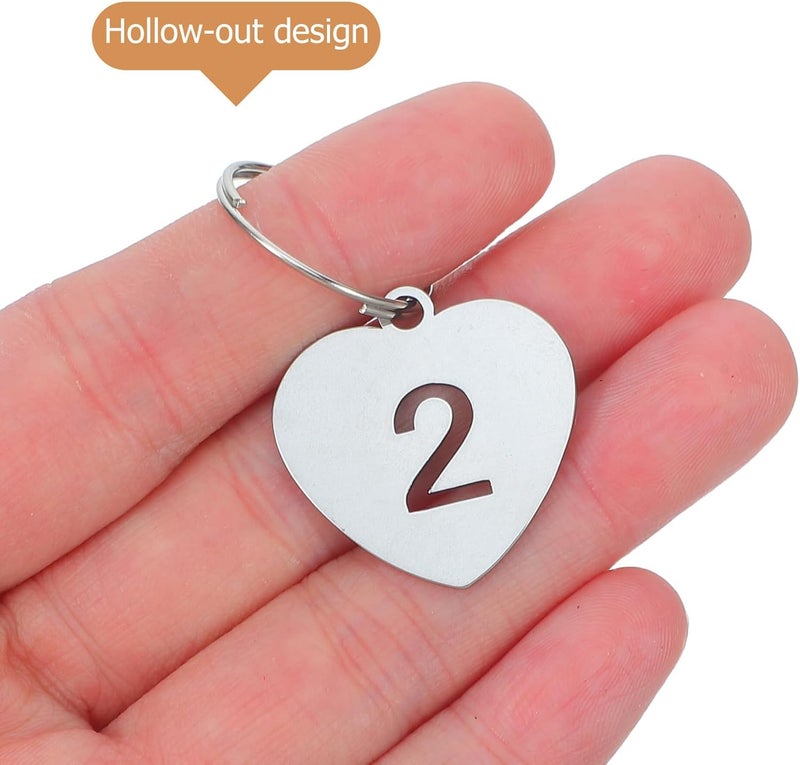 25pcs Stainless Steel Numbered Key Tags for Hotel Room Identification, Number 1-25 Heart Ring Label for Organized Coding Key Box Cabinet System Identifiers - Image 3