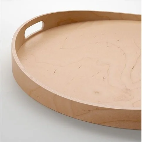 أيكيا Birch Wooden Tray 44 cm Round Serving Tray