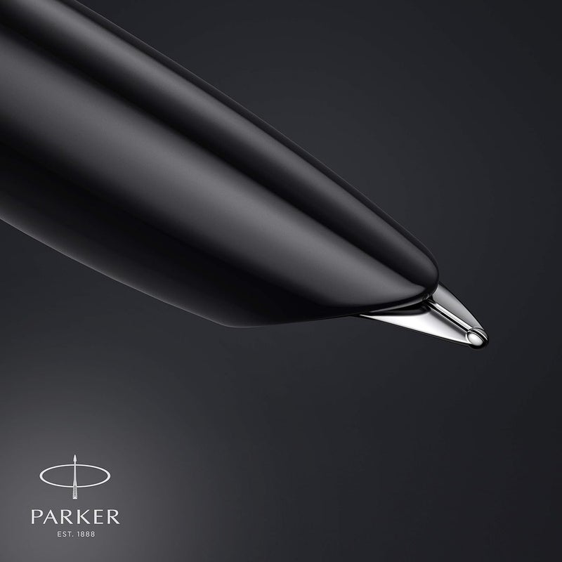 PARKER 51 Fountain Pen | Black Barrel with Chrome Trim | Fine Nib with Black Ink Cartridge | Gift Box - Image 4