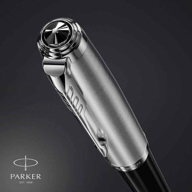 PARKER 51 Fountain Pen | Black Barrel with Chrome Trim | Fine Nib with Black Ink Cartridge | Gift Box - Image 5