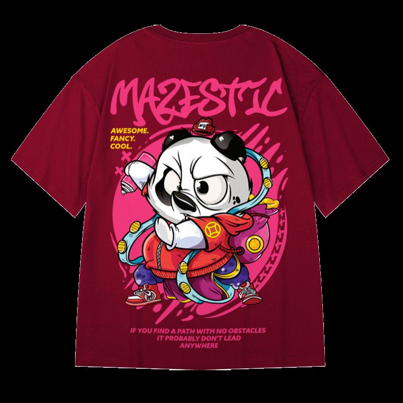 New Short-Sleeved Trendy Brand National Trendy Cartoon Short-Sleeved T-Shirt Men'S Trendy Ins Trendy Hip-Hop Half-Sleeved T-Shirt Men'S - Image 2