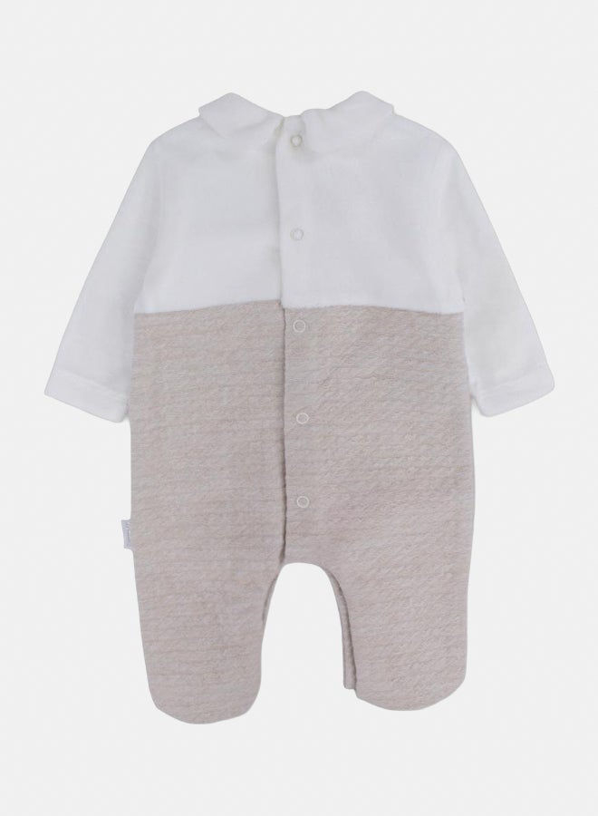 Baby Boys Velvet Baby Footie with Chest Pocket Detail - Image 2