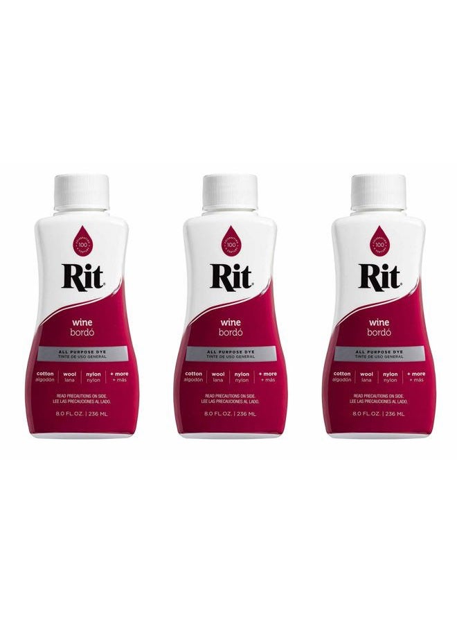 RIT Dye Liquid 8 Ounces Wine 8-10 (3-Pack) - Image 1