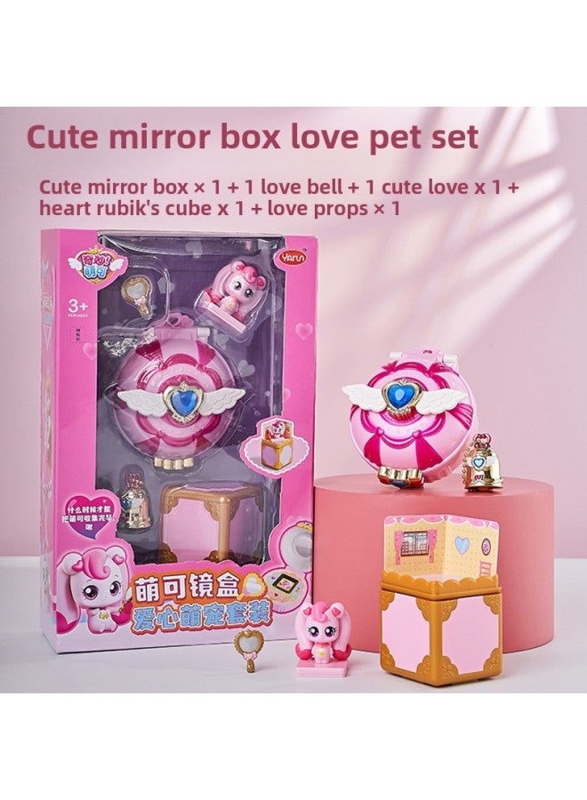 سلسلة رائعة لطيفة لعبة مفاجأة صندوق مرآة صندوق الموسيقى فتاة الحب الأميرة عصا دمية عصا سحرية-اللون: 【الحب لطيف】 صندوق مرآة الصوت والضوء + لطيف + جرس + مكعب روبيك + الدعائم - Image 1