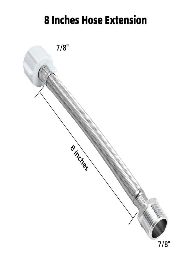 خرطوم تمديد ANJOES THU9090R بطول 8 بوصات، متوافق مع مراحيض TOTO C110/E200/S300/S400 - وصلة ذكر 7/8 بوصة لتوصيل محول T لبخاخ البيديه/الحفاضات - وصلة أنثى 7/8 بوصة لتوصيل صمام خانق خزان المرحاض - Image 2
