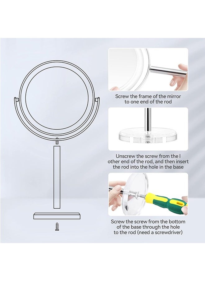 JCB CHIC Makeup Mirror, 7" Rechargeable Double Sided Magnifying Mirror,1x/10x 360° Rotation Touch Screen Vanity Mirror, Brightness Adjustable Magnification Cosmetic Light up Mirror  - Image 3