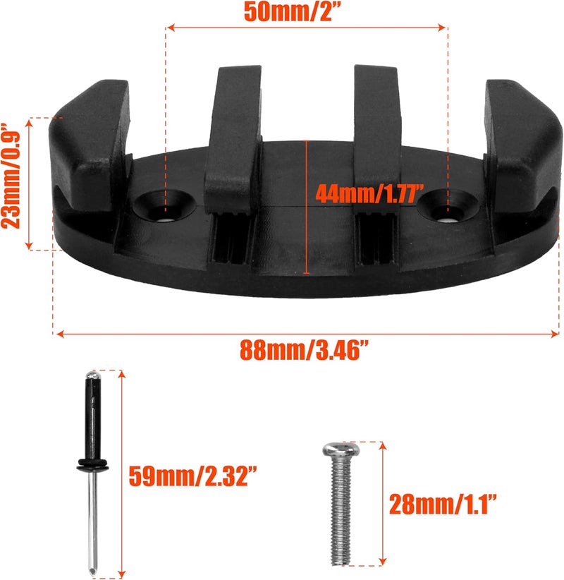 KH866 Zig Zag Cleat Kit for Kayak Anchor – Durable Black Nylon Rope Holder with Stainless Steel Screws, Essential Accessories for Canoes and Fishing Boats Bow, for 90mm Deck Marine Rigging Safety line - Image 2