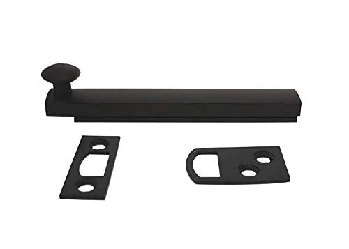 QCAA Heavy Duty Solid Brass Concealed Surface Bolt, 4", US10B ORB (Oil-Rubbed Bronze), 1 Pack, Made in Taiwan - Image 1