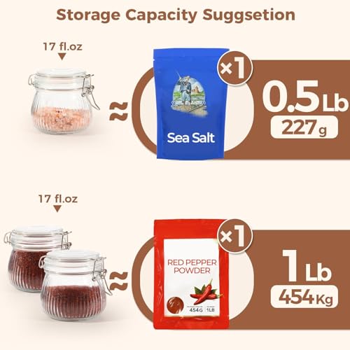 Ash  Roh Ash & Roh Airtight Transparent storage jar with Rubber Seal lid and Clip Lock - Perfect for Kitchen Canning, Fermenting, and Storing Dry Food, Spices, Tea, Snacks, Sugar, and More (pack of 4, 500 ml) - Image 4