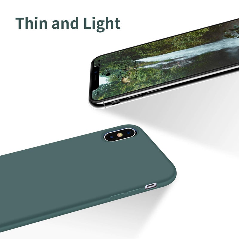 OTOFLY Compatible with iPhone Xs Max Case,Ultra Slim Fit iPhone Case Liquid Silicone Gel Cover with Full Body Protection Anti-Scratch Shockproof Case, [Upgraded Version] (Pine Green) - Image 4