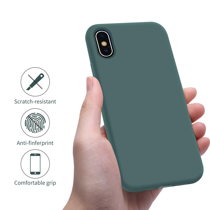 OTOFLY Compatible with iPhone Xs Max Case,Ultra Slim Fit iPhone Case Liquid Silicone Gel Cover with Full Body Protection Anti-Scratch Shockproof Case, [Upgraded Version] (Pine Green) - Image 5