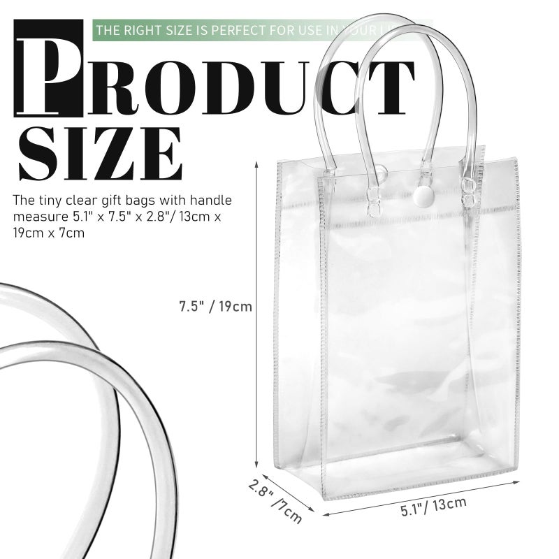 BadenBach 24 PCS Small Clear Gift Bags with Handle,5.1" x 7.5" x 2.8",Mini Transparent Plastic Gift Wrap Bags Reusable Clear Party Favor Goodie Bag for Boutique Wedding Birthday Party Mother's Day - Image 2