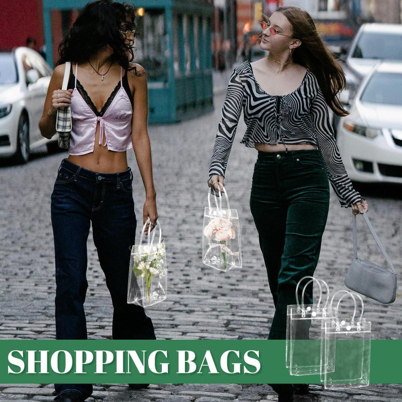 BadenBach 24 PCS Small Clear Gift Bags with Handle,5.1" x 7.5" x 2.8",Mini Transparent Plastic Gift Wrap Bags Reusable Clear Party Favor Goodie Bag for Boutique Wedding Birthday Party Mother's Day - Image 5