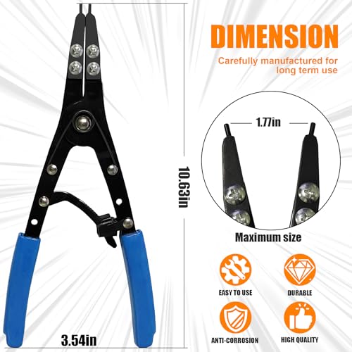 Guweta 38700 Snap Ring Pliers External 10" Large Heavy Duty Ratchet Locking Design Anti-slip Circlip Pliers Blue Automotive Removal Tool Kit Compatible with Ford Super Duty Pickups 2007 and Newer (Blue) - Image 3