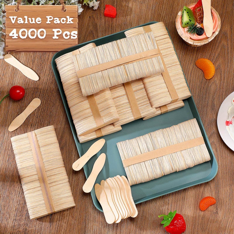 Skylety 4000 Pcs Wooden Ice Cream Spoon Bulk Mini Disposable Tasting Spoons Set Wooden Small Sample Ice Cream Sticks for Dessert Sampling Crafts  3 Inches - Image 5