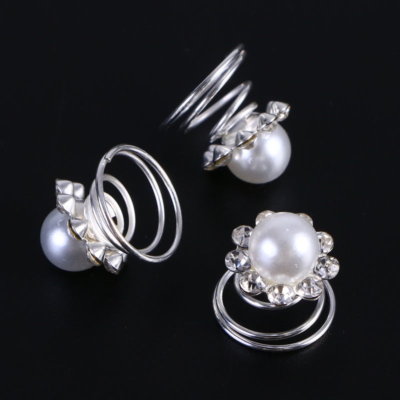 Pcs Spiral Bridal Wedding Clip Hair Pin Crystal Flower Coil Hair Accessories ( Shape) - Image 5