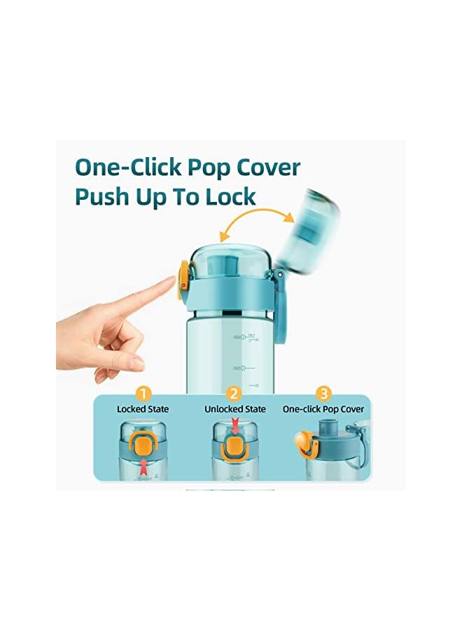 SHOTAY Ml Kids & Adults Water Bottles Reusable Leak Proof Bpafree With Lockable & Fast Flow One Click Open. For Children School Office Gym Outdoor And Sports Green. - Image 4