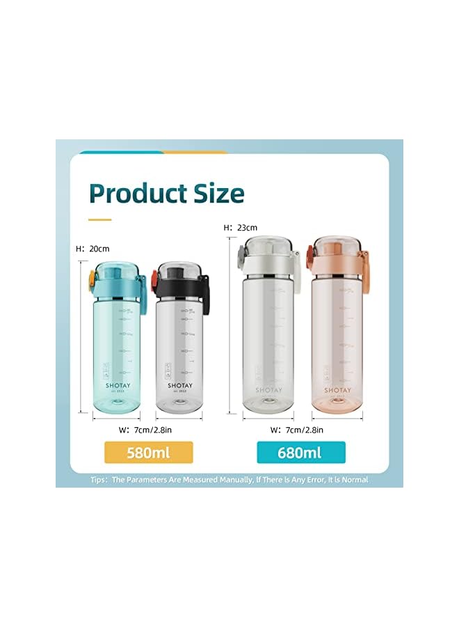 SHOTAY Ml Kids & Adults Water Bottles Reusable Leak Proof Bpafree With Lockable & Fast Flow One Click Open. For Children School Office Gym Outdoor And Sports Green. - Image 3