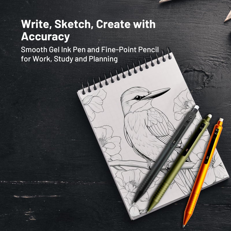 Everyman OD Green Grafton Mechanical Aluminum Pencil, Premium 0.5mm Lead Writing, Drawing & Sketching, ideal for Professionals, Students and Architects & EDC Pencil - Image 3