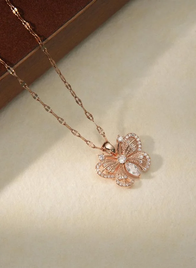 Take Two Embellished Butterfly Pendant Necklace