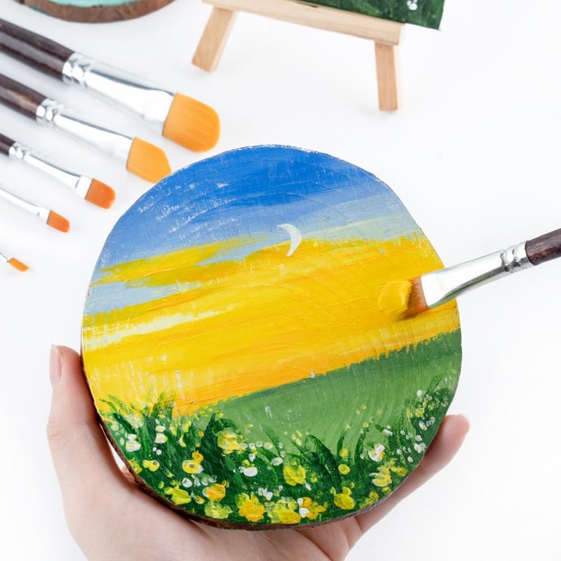 TRANSON 7pcs Artist Filbert Paintbrush Set for Acrylic Watercolor Gouache Oil and Body Painting - Image 4