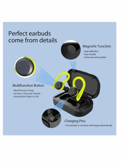 KASTWAVE Sport Bluetooth Headphones True Wireless Earbuds with Charging Case IPX7 Waterproof Premium HIFI Stereo Sound Earphones Built in Mic In Ear Headsets Deep Bass for Running Green  - Image 4
