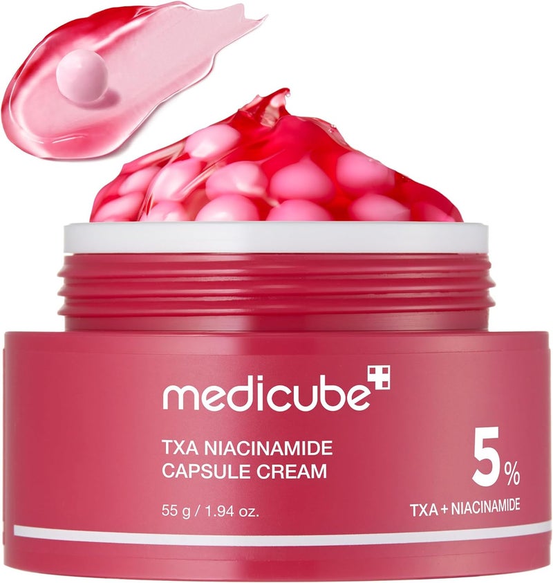 Medicube كريم كبسولات TXA + نياسيناميد (55 جرام)، مرطب مضيء مع 99% حمض ترانيكساميك و5% نياسيناميد، كريم إشراقة مزدوج من كبسولة إلى جل لعدم توحد لون البشرة، كريم وجه مرطب مع سيراميد وحمض الهيالورونيك - Image 1