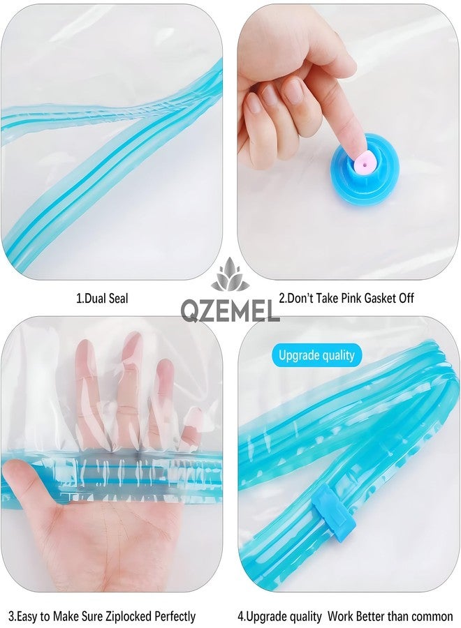 QZEMEL Vacuum Storage Bags 5 Pack with Hand Pump – Space Saver Bags for Clothes, Blankets, Comforters, Bedding – Double Zip Seal, Airtight Compression Bags for Travel & Home Organization - Image 4
