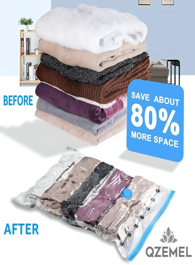 QZEMEL Vacuum Storage Bags 5 Pack with Hand Pump – Space Saver Bags for Clothes, Blankets, Comforters, Bedding – Double Zip Seal, Airtight Compression Bags for Travel & Home Organization - Image 2