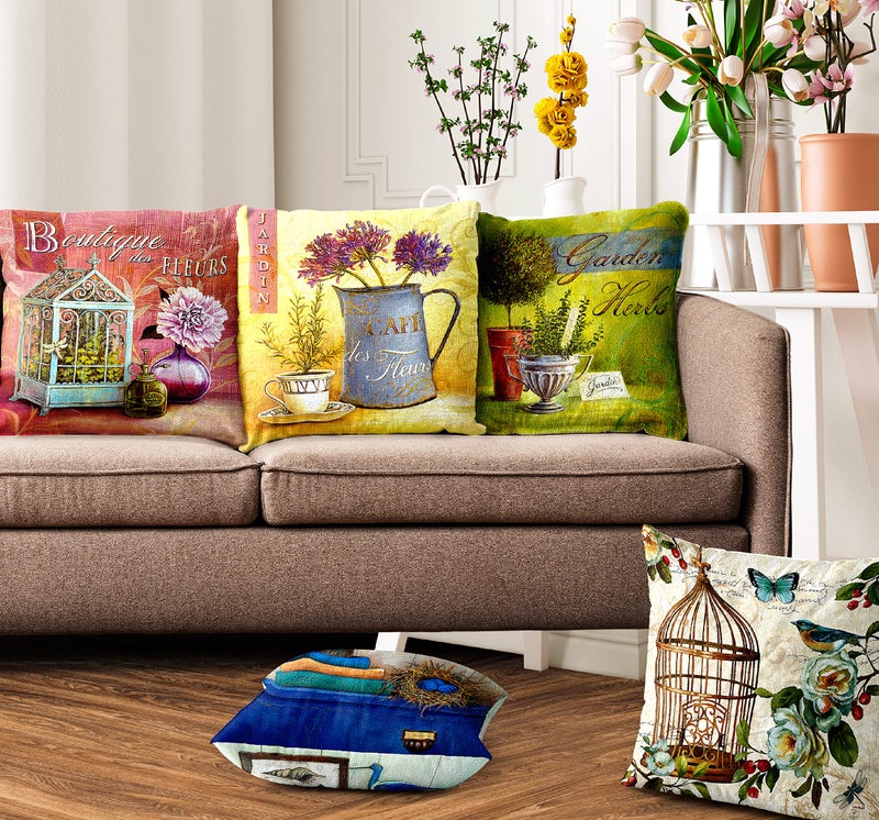 Ultimate Trends Premium Polyester Digital Modern Printed Cushion Cover For Living Room Couch Bed Single Sofa Set Of 5 (24 X 24 Inches, Retro Art), 200 TC, Multicolor - Image 5