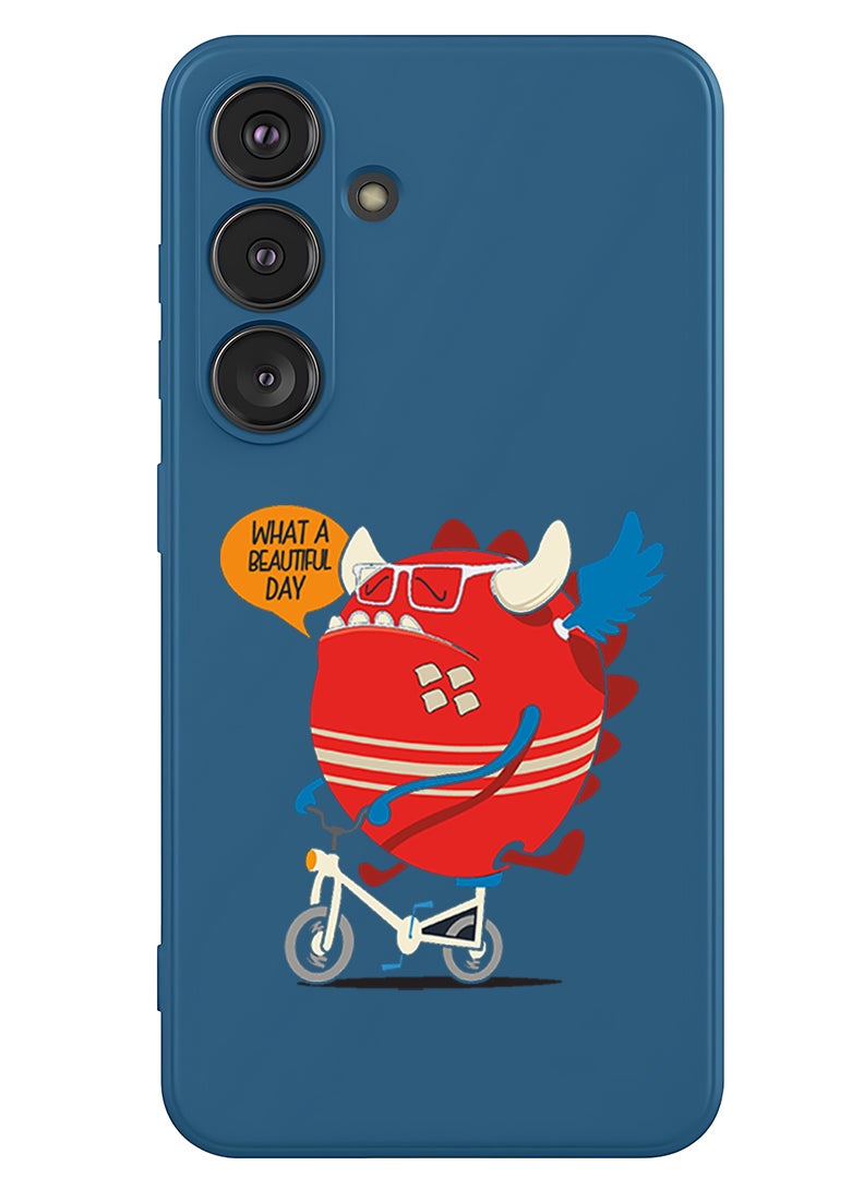 Theodor Protective Slim Fit Case Liquid Silicone Cover with Full Body Protection Anti-Scratch Shockproof Case For Samsung Galaxy S25 Plus (Blue) - What a beautiful day - Image 1