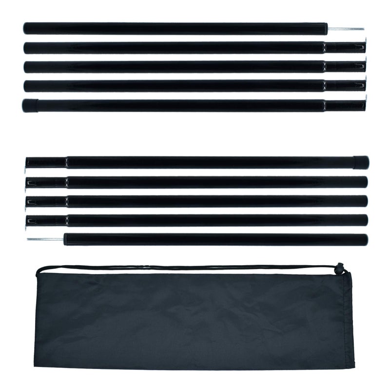 BATDIYOW Adjustable Tent Poles Steel Rods for Tarp Canopy Camping Replacement Set of 2 (Black) - Image 1