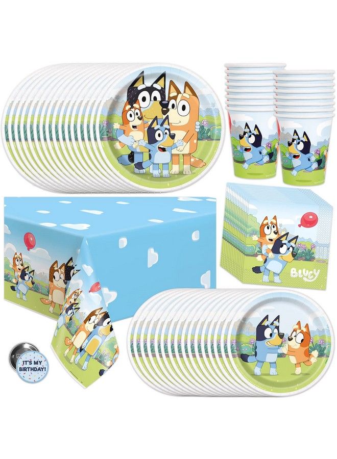 Unique Bluey Birthday Party Supplies And Decorations With Bluey Tablecover Bluey Plates Bluey Cups Bluey Napkins Button - Image 2