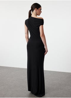 trendyol Black, Fitted, Stone Accessoryed, Woven Long Elegant Evening Dress TPRSS24AE00224  - Image 5