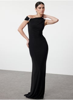 trendyol Black, Fitted, Stone Accessoryed, Woven Long Elegant Evening Dress TPRSS24AE00224  - Image 1