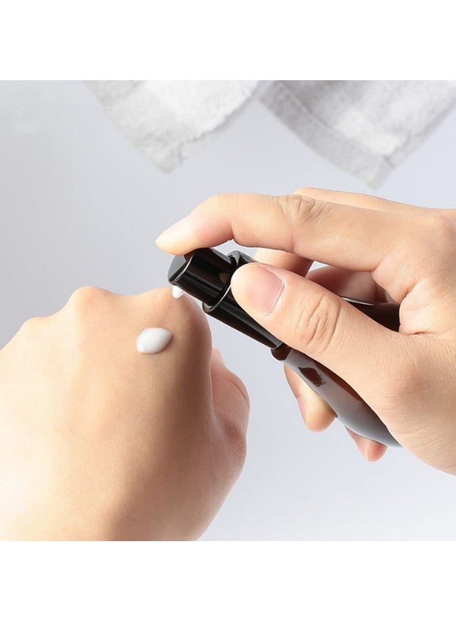 SYBL زجاجات سفر زجاجية كهرمانية 100 مل 2 قطعة مع مضخة لكريم التجميل بحجم السفر لموزع اللوشن وحاويات التجميل للشامبو والمواد الأساسية (شكل القرع) - Image 4