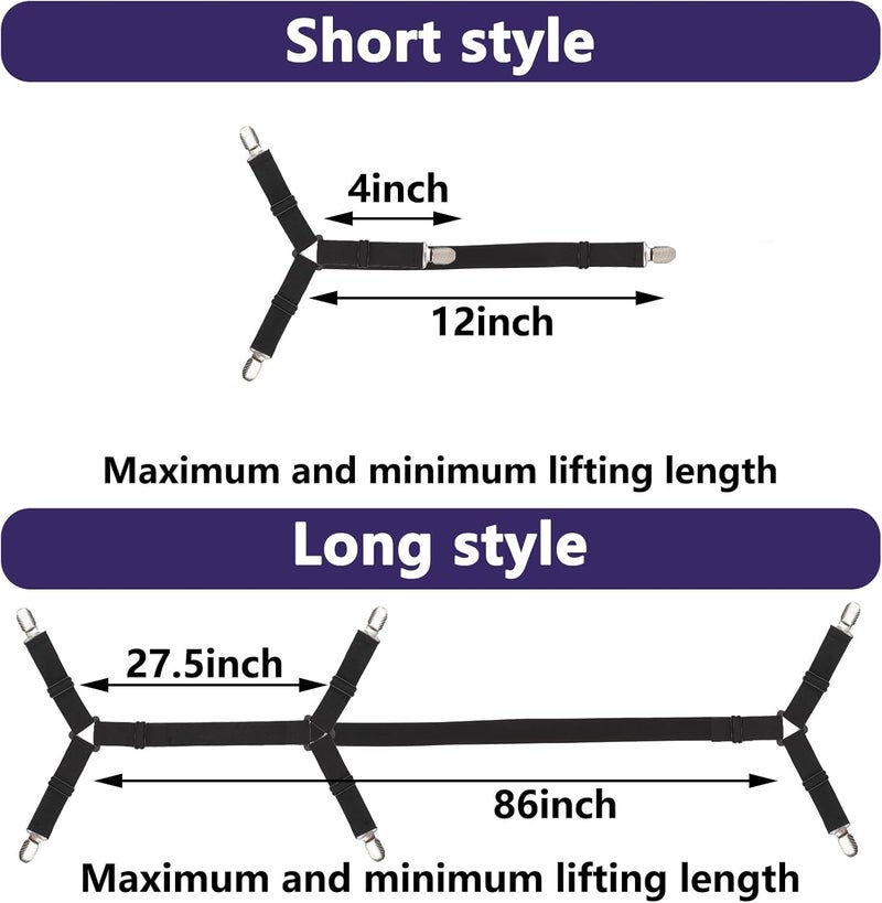 Luyena Bed Sheet Straps,Secure and Adjustable Sheet Clips for Perfectly Fitted Sheet Straps Holders for Corners,Enhance Your Sleeping Experience(6PCS Black) - Image 3