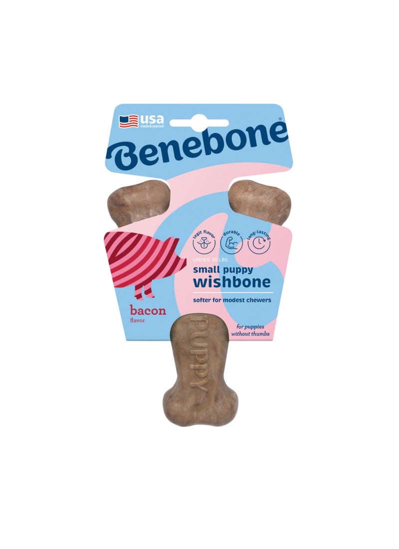 Benebone Puppy Wishbone Dog Chew Toy Bacon  - Image 1