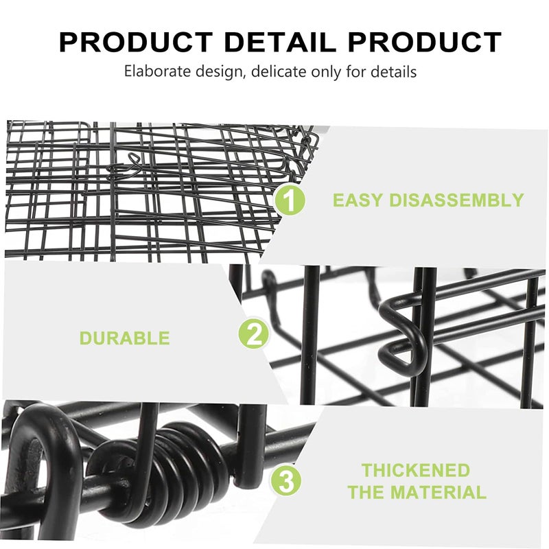 Huntoshon Folding Rear Bike Basket, Huntoshon Quickly Release Metal Bicycle Rack Cargo Basket with Strap & Reflective Tail Light for Most Mounted Bike Rack - Image 4