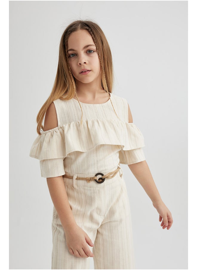 DeFacto - Girl Woven Short Sleeve Blouse - Image 1
