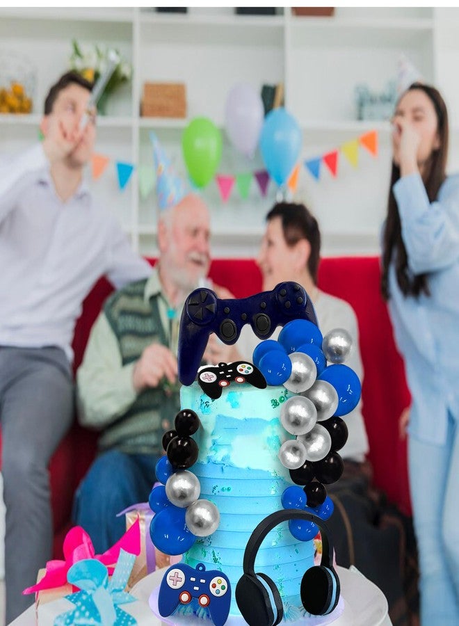 TOSPARTY 30 PCS Video Game Themed Cake Toppers - Headset, Ball, Controller Cake Decoration for Game Theme Birthday Party (Blue) - Image 3