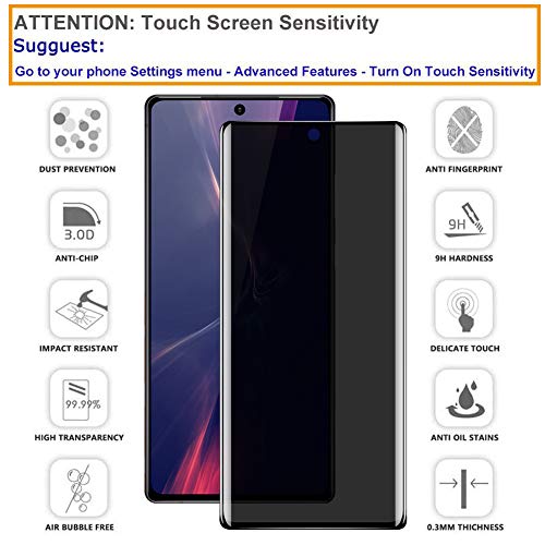 LYWHL [3 Pack for Samsung Note 20 Ultra Privacy Screen Protector, Tempered Glass Anti-Spy Screen Protector for Note 20 Ultra 5G, Black 9H Hardness Bubble Free [Don’t Support Fingerprint Unlock] - Image 4