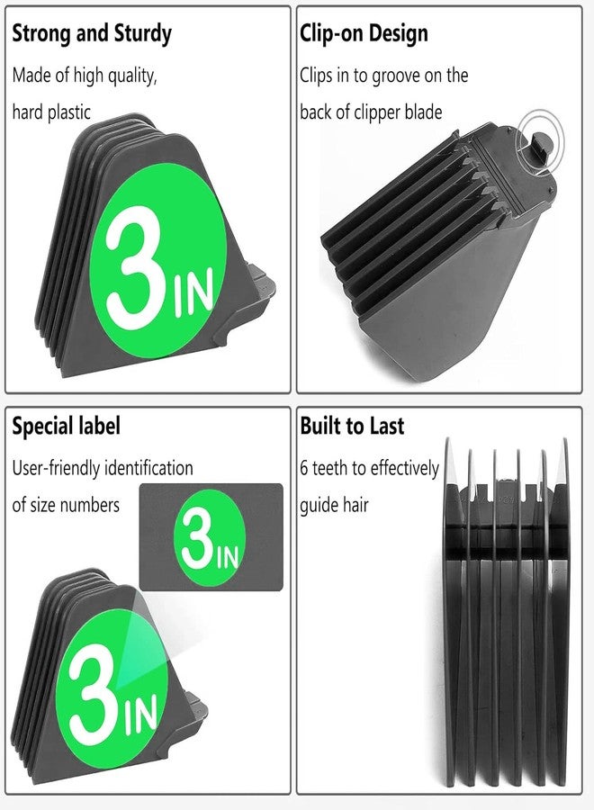 CR8GR8 3 Inch Hair Clipper Combs Guides, Hair Clipper Guards 1 & 1/4" 1 & 1/2" 2", Mega NO.16 NO.12 NO.10 fits for most Wahl Clippers (Deep Gray, 8pcs Mega Set) - Image 2