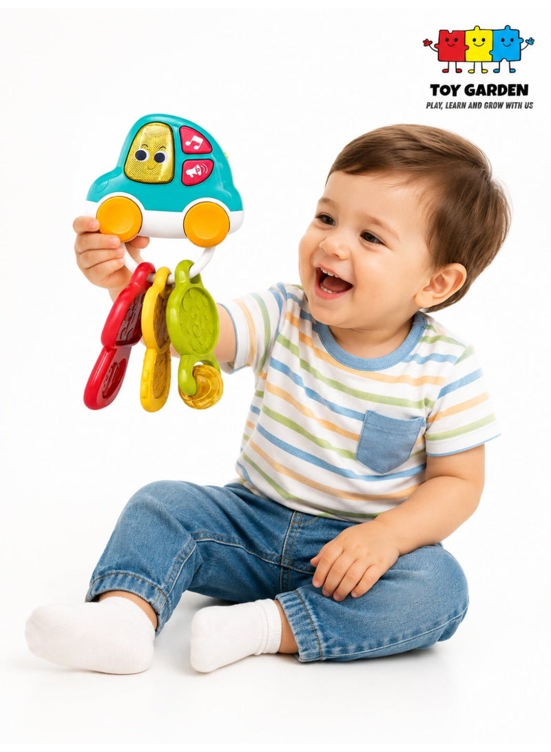 TOY GARDEN Smart Musical Car Keychain Toy for Babies 9+ Months – Interactive Baby Rattle with Lights, Music & Buttons | Lightweight Learning Toy with Exciting Sounds | Educational Pretend Play Activity Key Set for Boys & Girls | Fun & Safe Baby Toy - Image 2