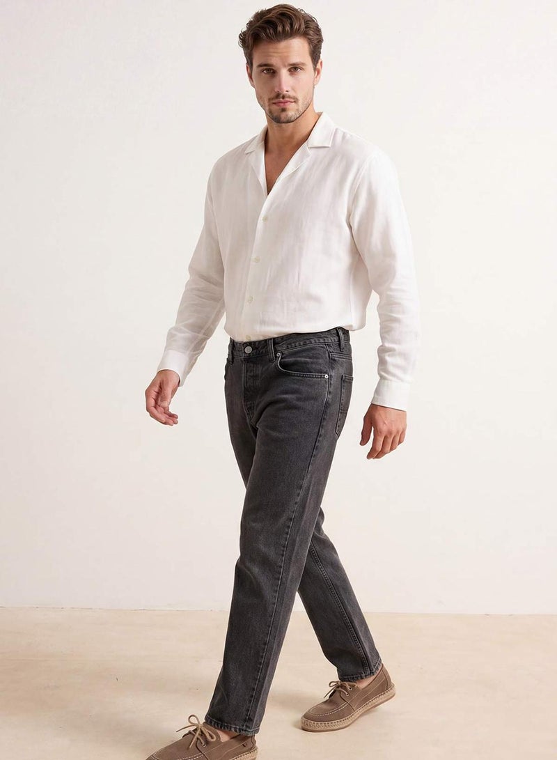 trendyol Anthracite Baggy/Wide Loose Cut Denim Trousers Jeans - Image 4