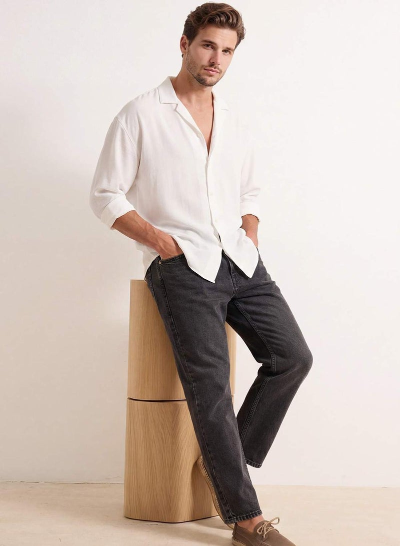 trendyol Anthracite Baggy/Wide Loose Cut Denim Trousers Jeans - Image 1