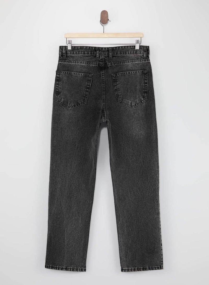 trendyol Anthracite Baggy/Wide Loose Cut Denim Trousers Jeans - Image 5