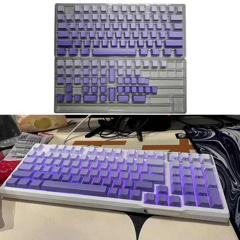 Gradient Color Keycaps Set Of 125 Keys Dye Sublimation Top Side Engraved Gray - Image 3