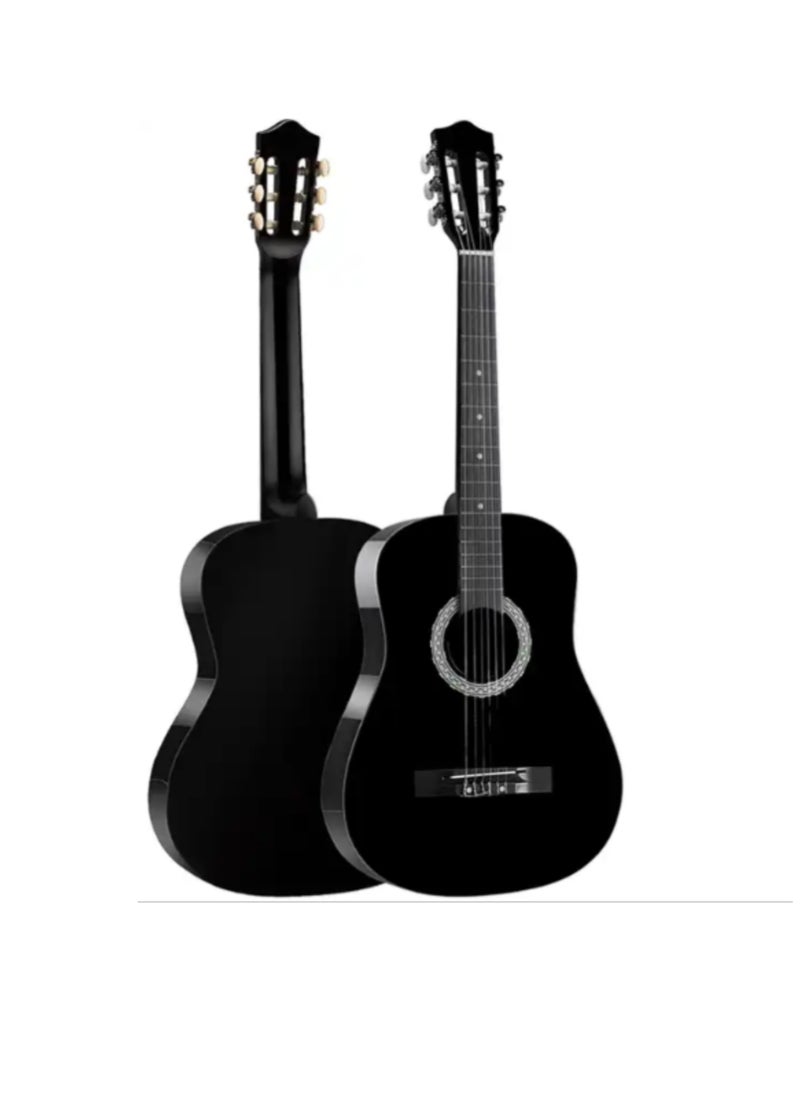 Megarya - 38” Classical Guitar with Nylon Strings Guitar with Truss Rod for Beginner Professional Acoustic with Bag, Strap, Capo, Picks (Black) - Image 1